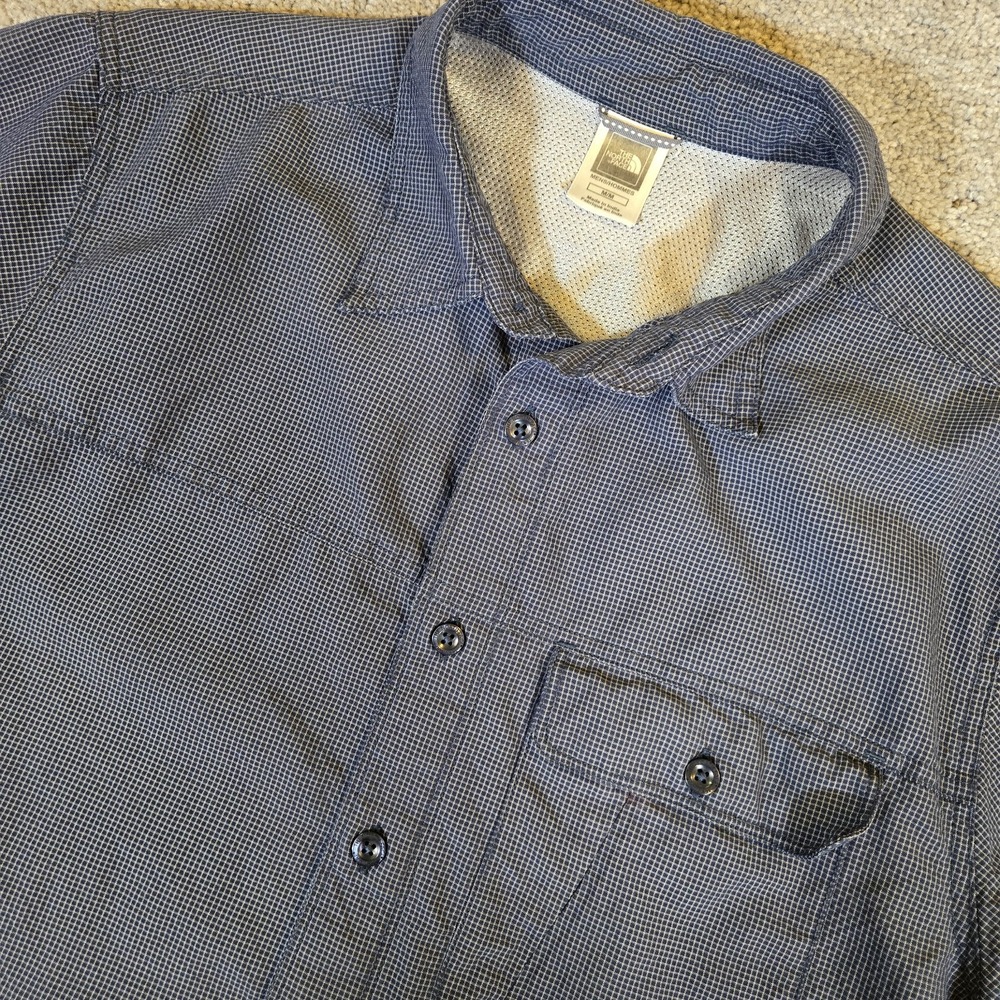 The North Face Short Sleeve Collared Button Up Outdoor‎ Shirt Medium Mens Blue